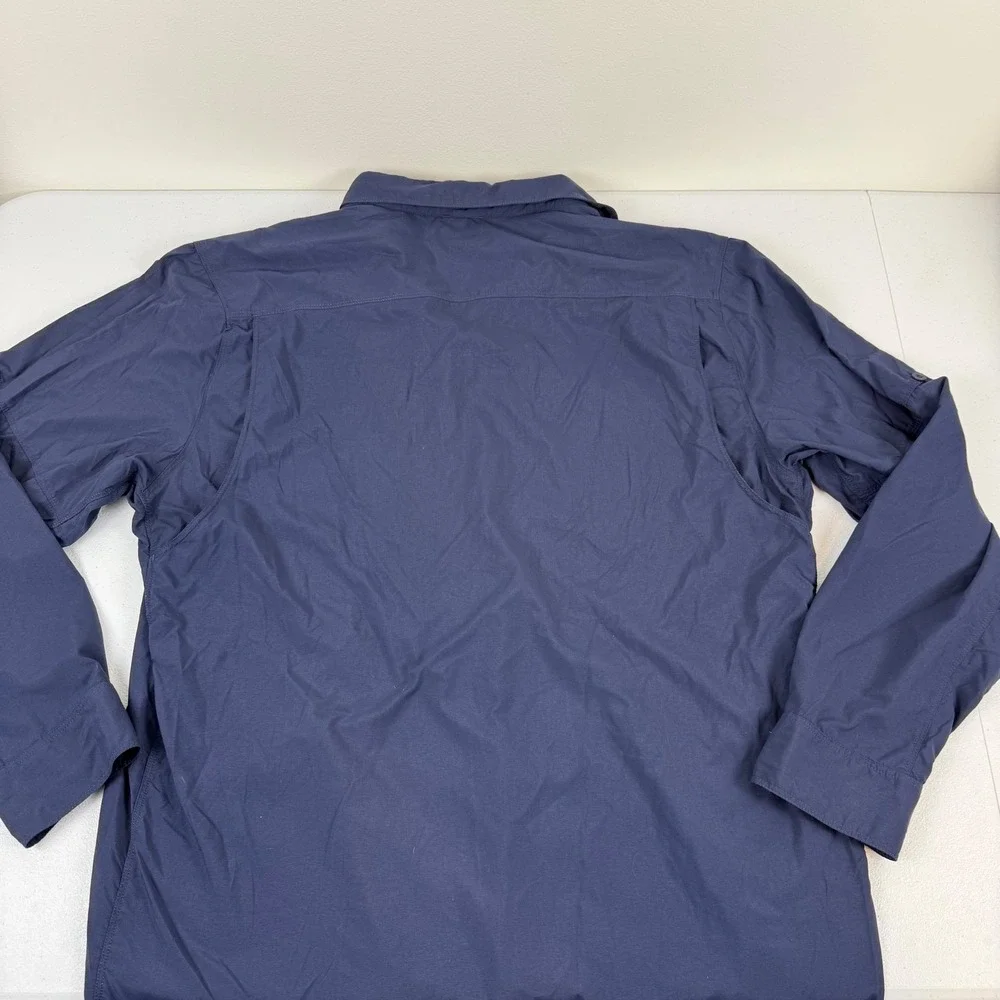 The North Face Mens XL Navy Blue Vented Long Sleeve Hiking Button Down Shirt